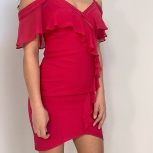 Fitted fuchsia Marciano ruffled dress